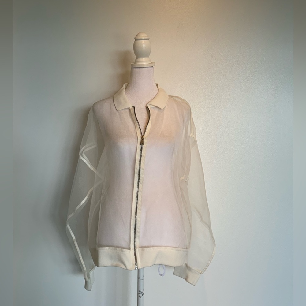 Zara Trafaluc Sheer White Jacket - Size Large
